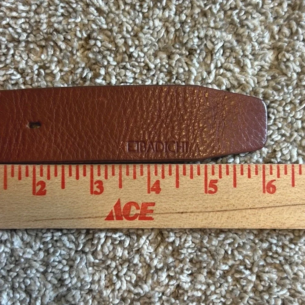 Badichi New York Wall Street Collection Brown Leather Belt Made in Italy 1.25in